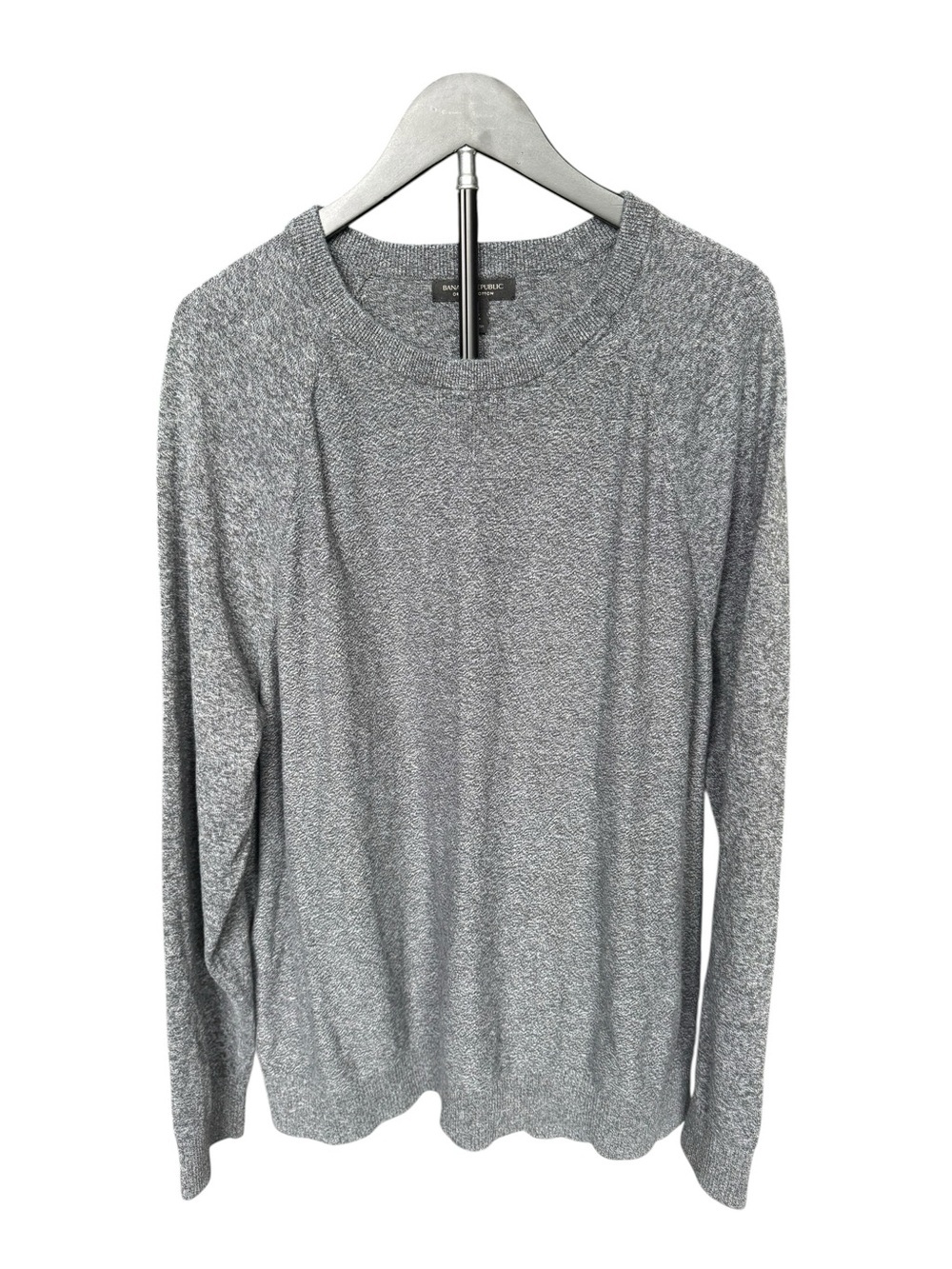 Banana Republic Organic Cotton Sweater XXL Tall Gray Marled Crewneck Minimalist